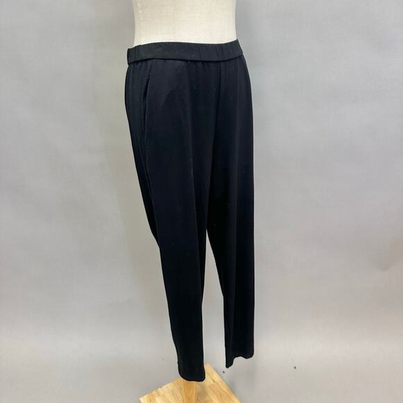 Eileen Fisher System Black Stretch Jersey Knit Straight Leg Pant Size Small - Picture 4 of 14